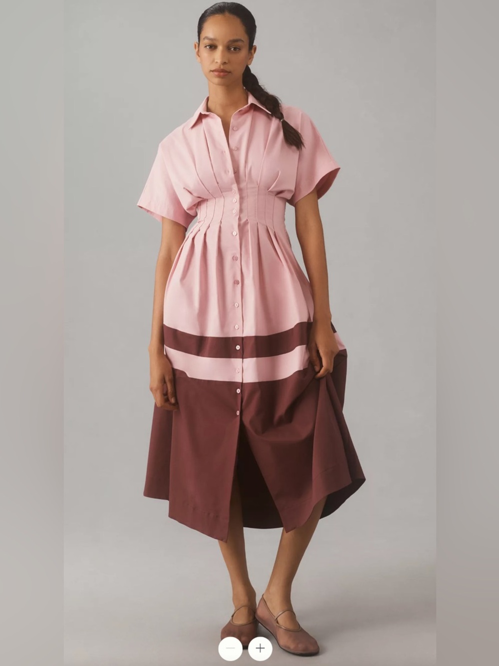 EUC Exquise Tobie Anthropologie Two-Tone Button-Front Midi Dress